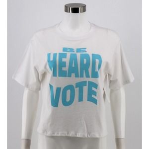 BP Size Medium Be Heard Vote T-Shirt NEW White Election Shirt Top